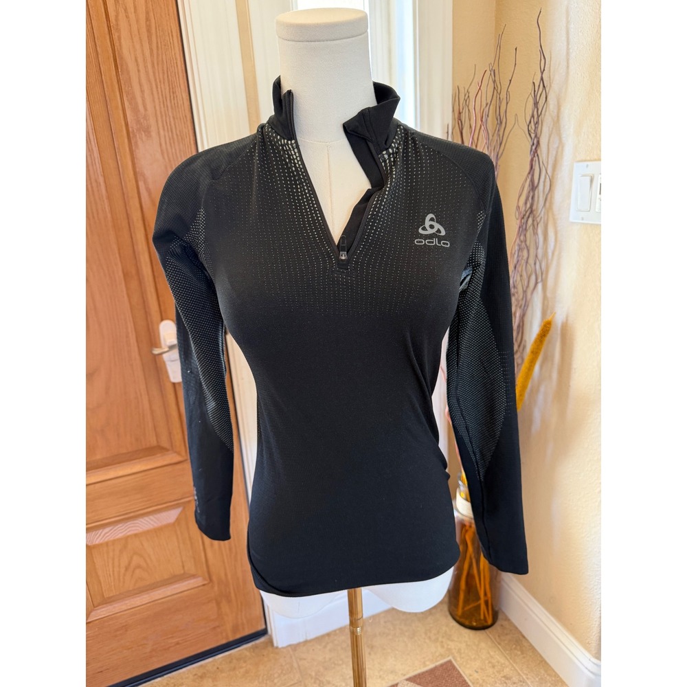 Odlo Performance Blackcomb Womens Small Black Half Zip Base Layer Top 188081